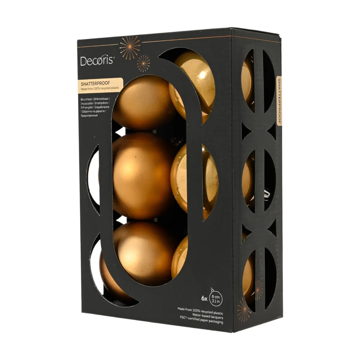 Set di 6 palline di natale (D80 mm) Aravis Caramello