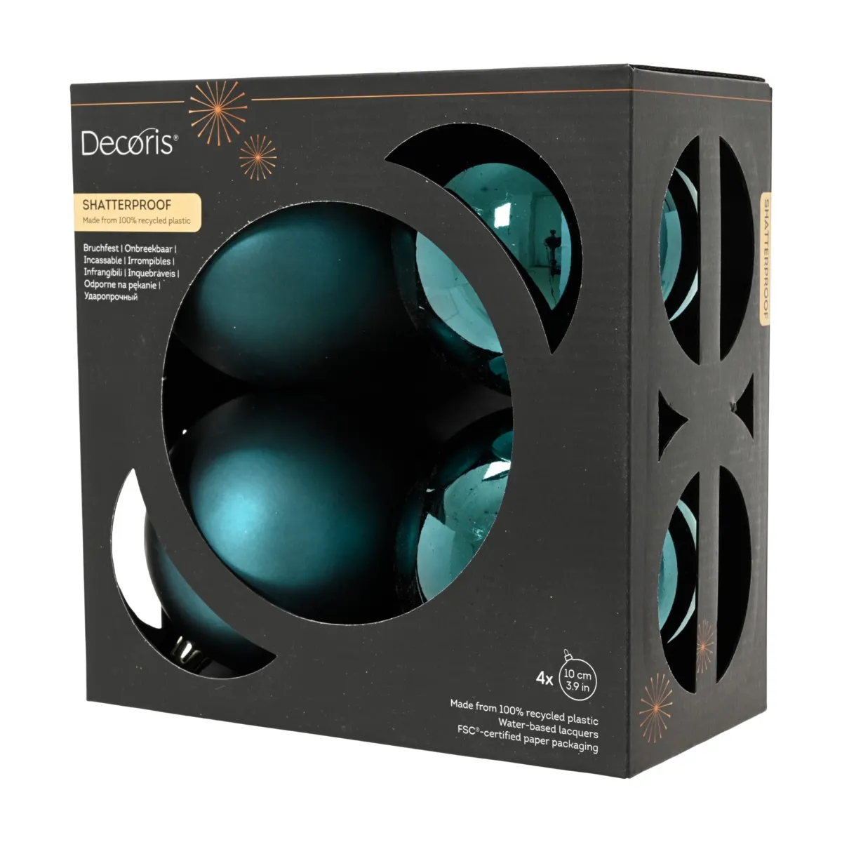Lot de 4 boules de Noël (D100 mm) Aravis Emeraude
