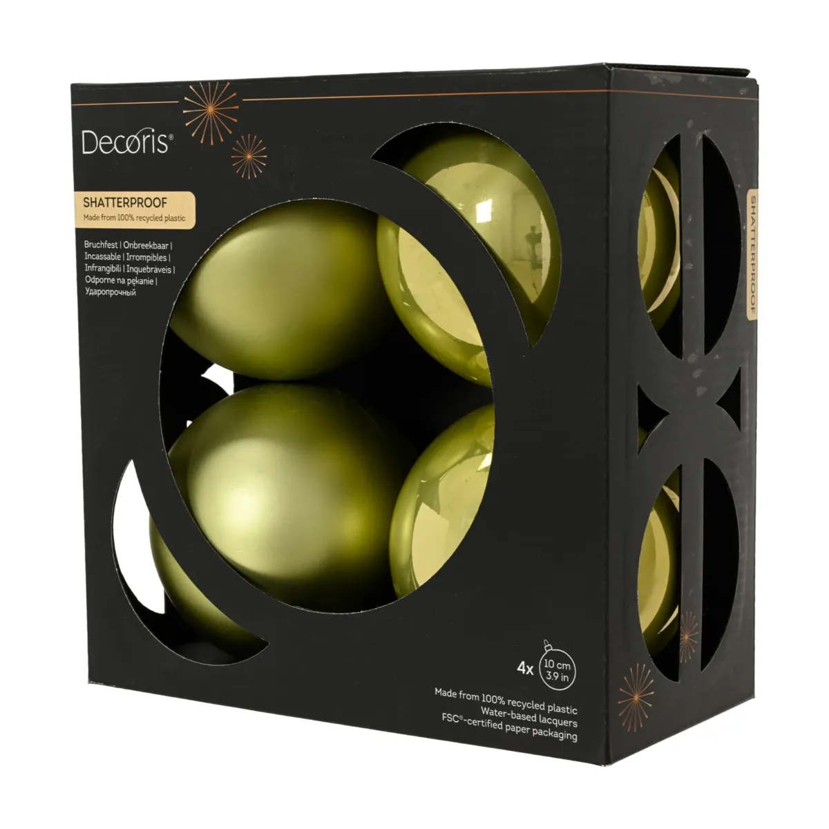Lot de 4 boules de Noël (D100 mm) Aravis Pistache