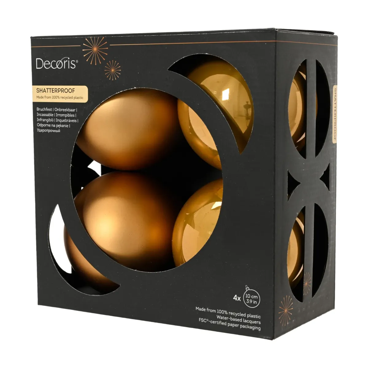 Set di 4 palline di natale (D100 mm) Aravis Caramello