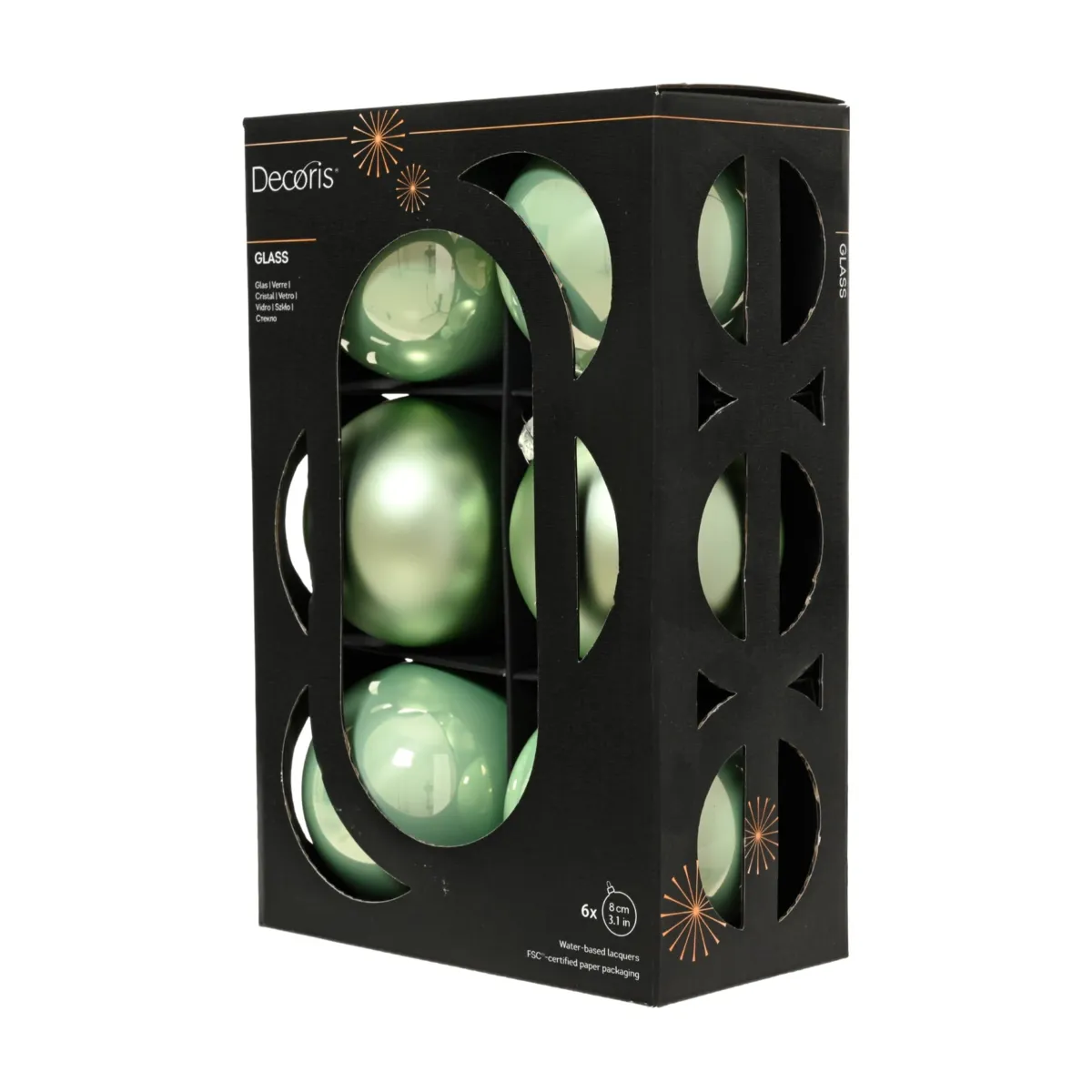 Set di 6 palline in vetro (D80 mm) Boreale Verde menta
