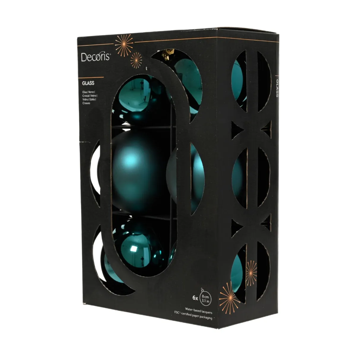 Set di 6 palline in vetro (D80 mm) Boreale Smeraldo