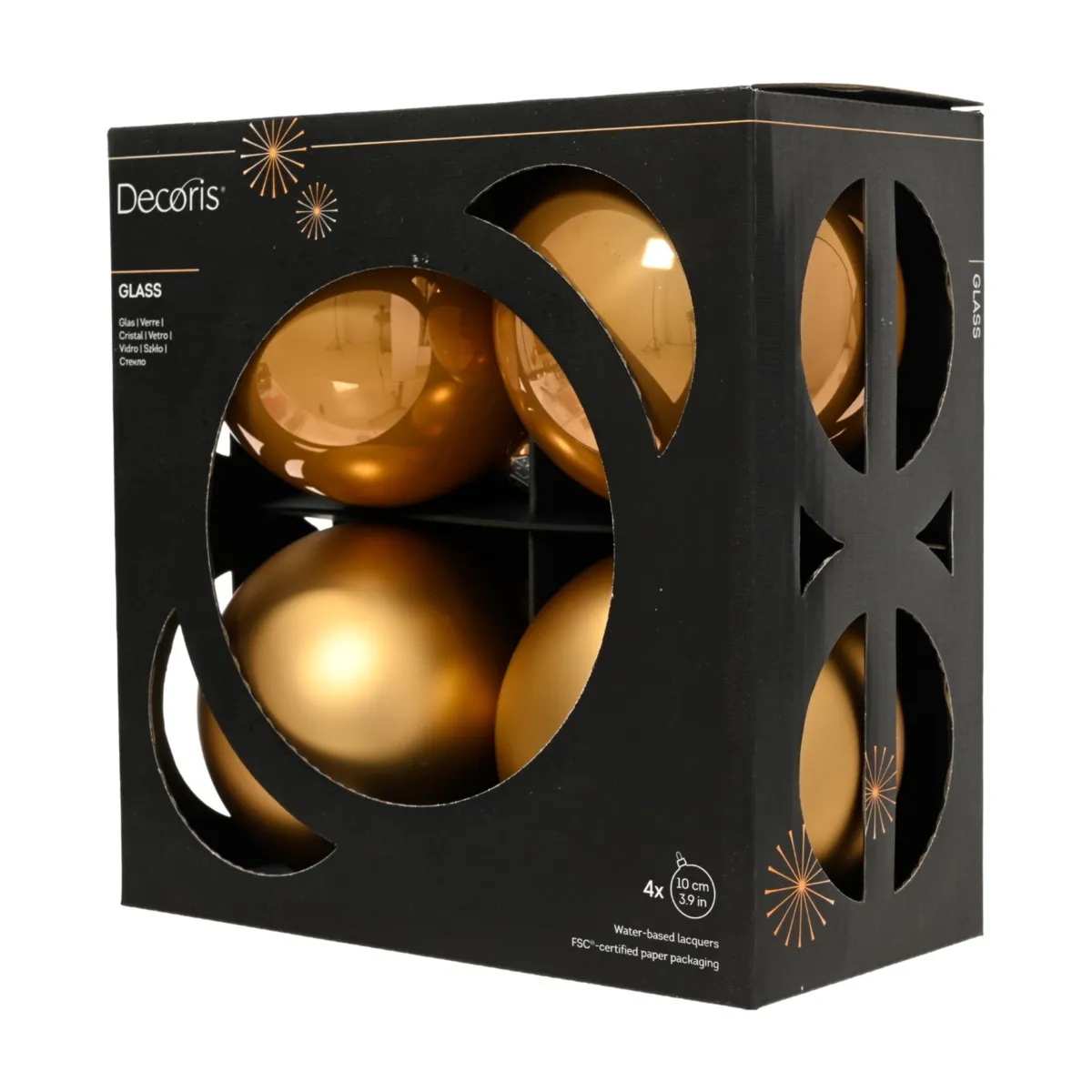 Set di 4 palline di natale in vetro (D100 mm) Boreale Caramello