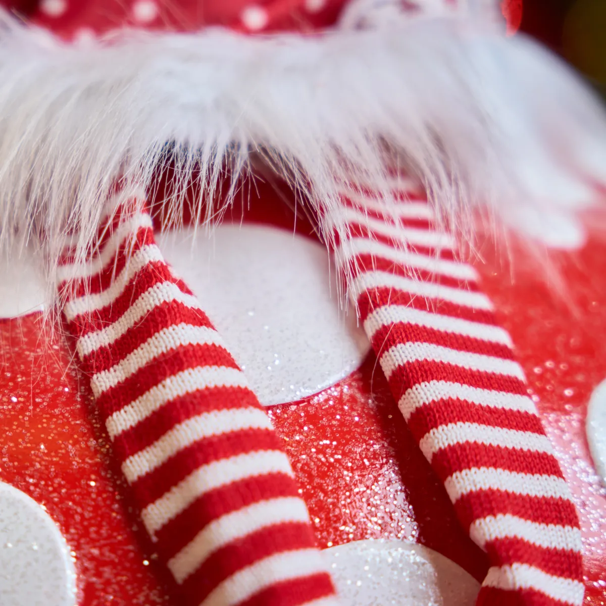 Bambola di Natale gambe morbide (H85 cm) Marthe in Rosso e bianco