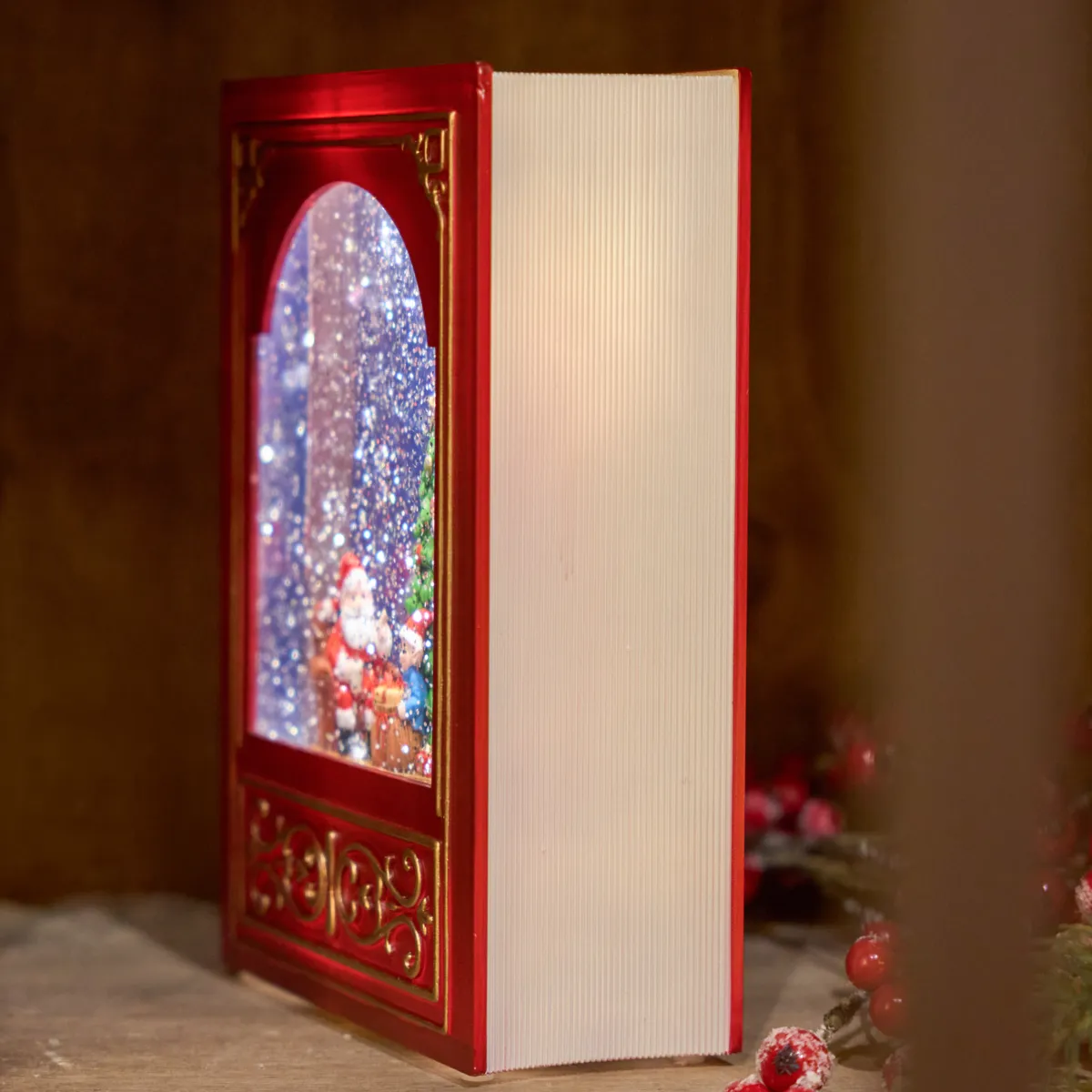 Libro luminoso, animato e musicale a pile (H23 cm) Magia Bianco caldo