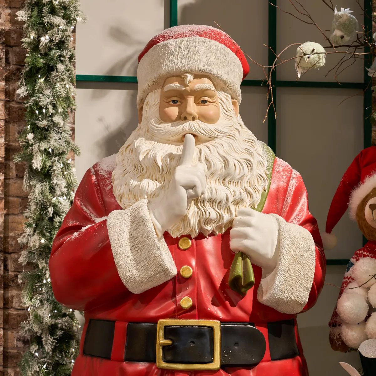 Babbo Natale Tradizionale Gigante (H182 cm) Klaus silenzio sto arrivando