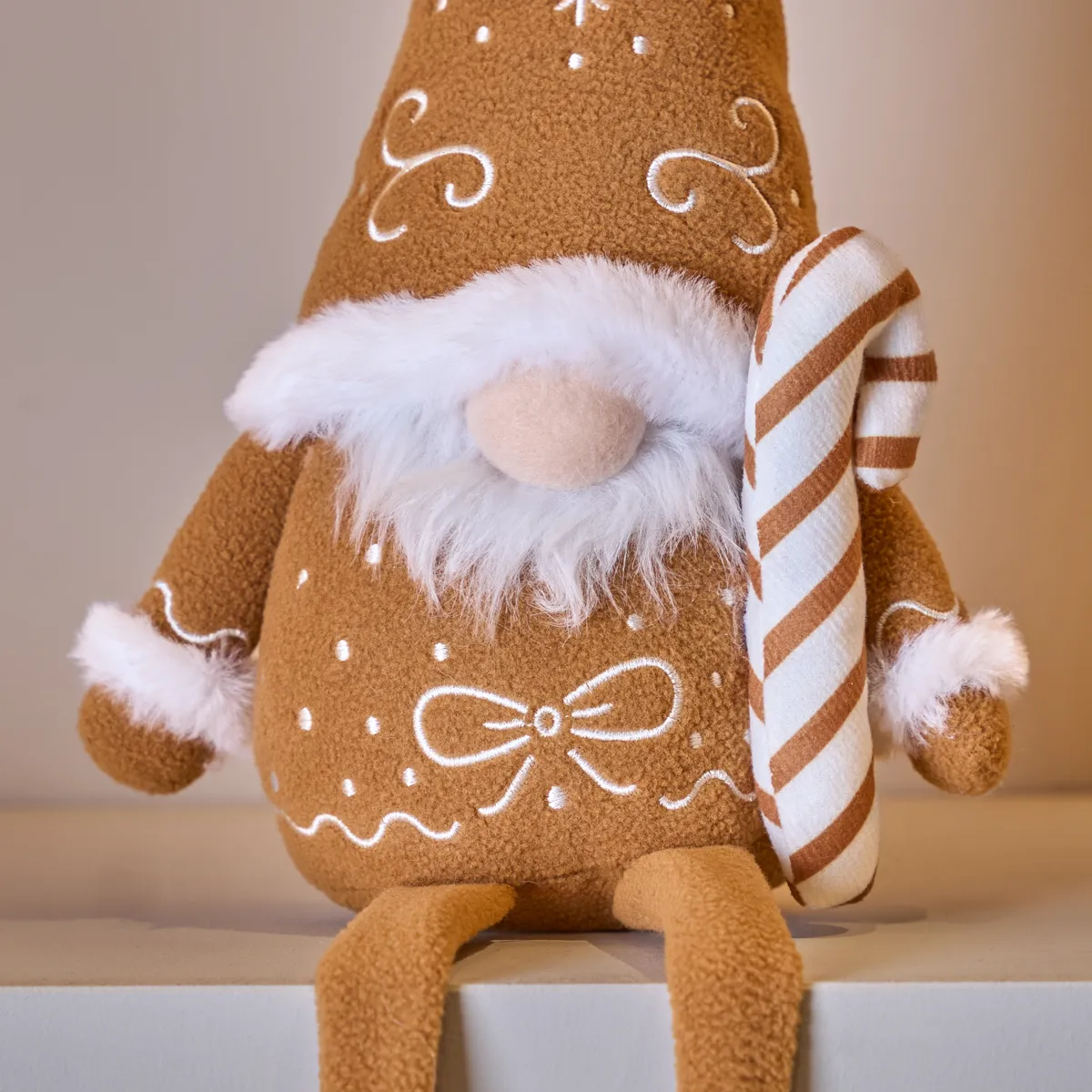Figura di Natale gambe flessibili (H49 cm) Norbert folletto Canna di zucchero Marrone chiaro