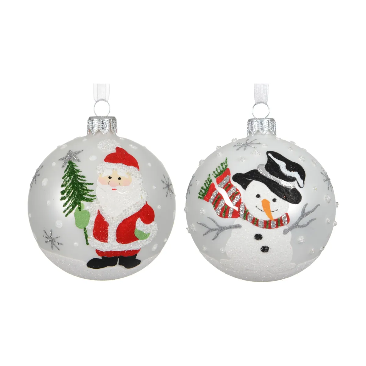 Set di 6 palline di natale in vetro (D80 mm) Il mio Natale d'infanzia Bianco e multicolore
