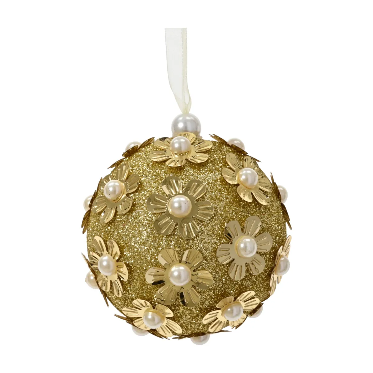 Set di 12 Palline di natale (D80 mm) Petali d'Oro