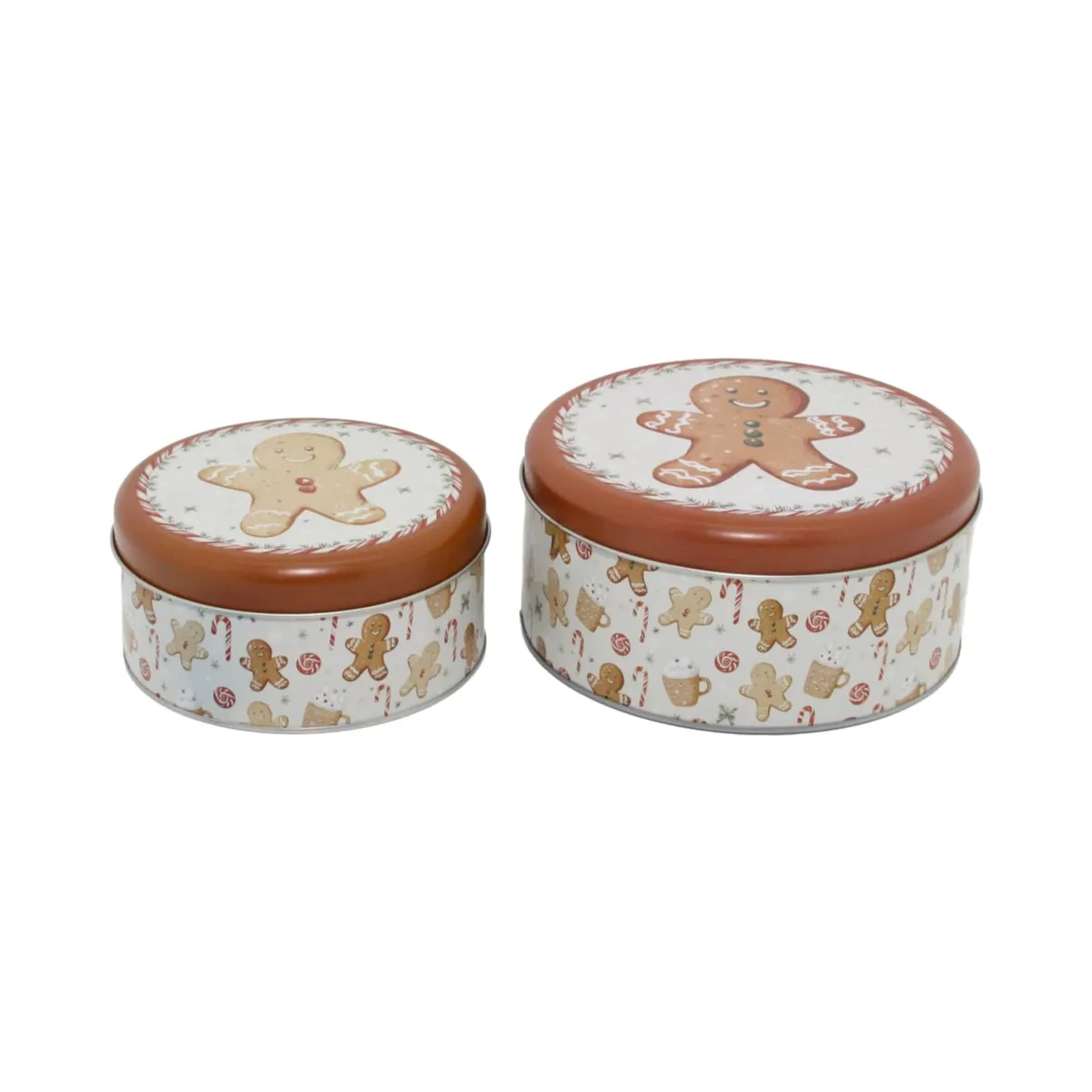 Set di 2 scatole rotonde in metallo Petits Biscuits Marrone