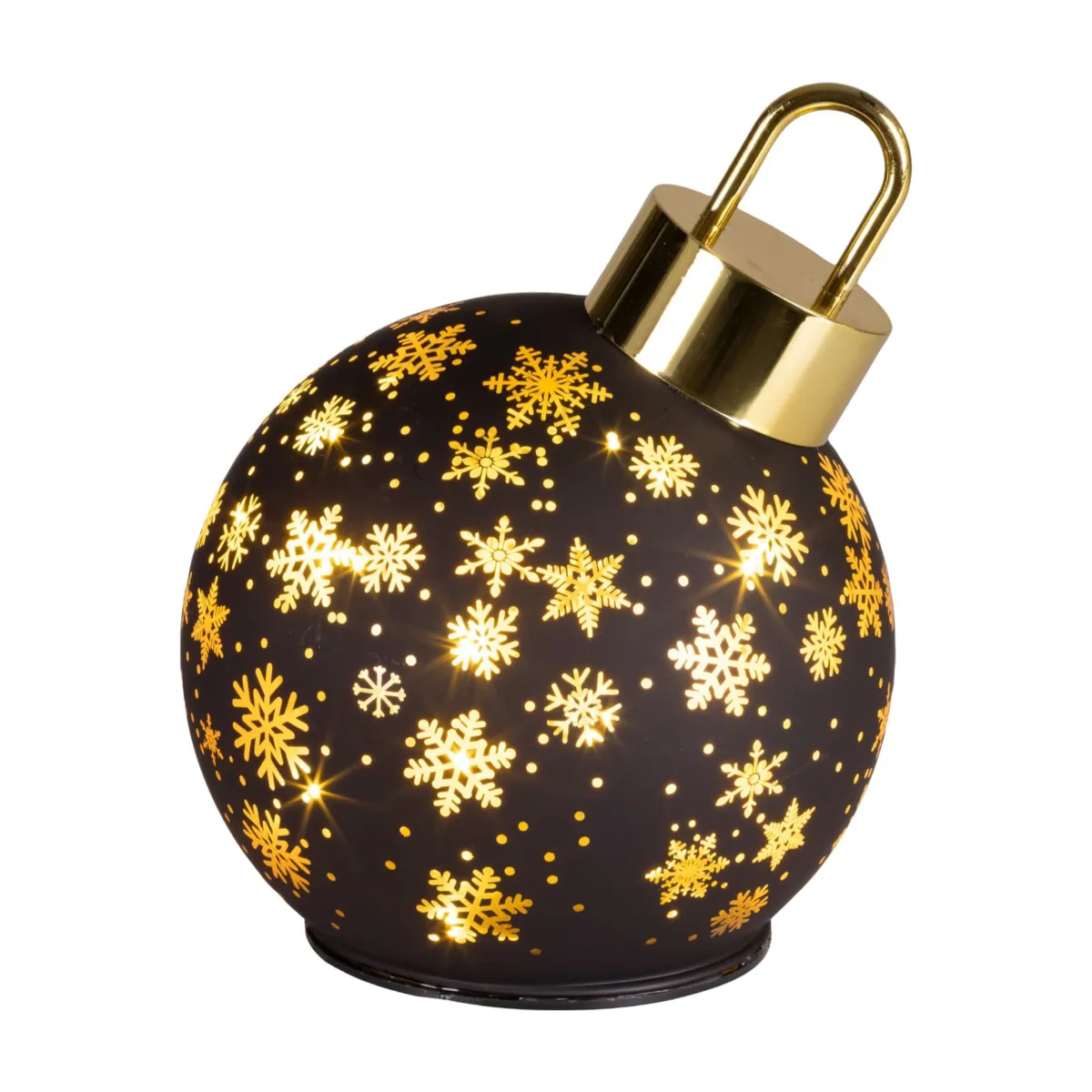 Palla luminosa rotante in vetro 15 LED (D14 cm) Notte stellata Grigio e oro