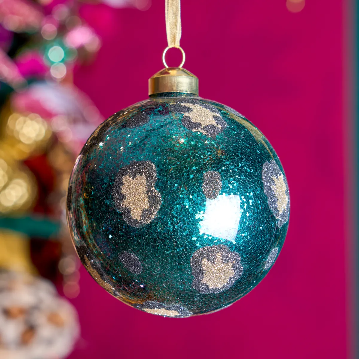 Pallina di natale (D100 mm) Leopardo disco Smeraldo