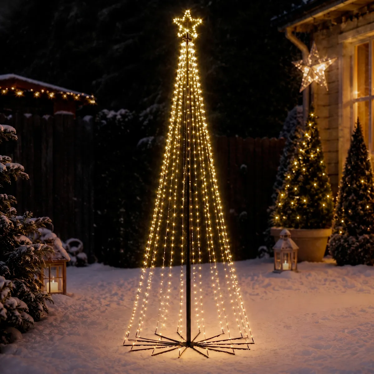Cono luminoso 706 LED (H240 cm) Effetto scintillante di Natale Bianco caldo dorato