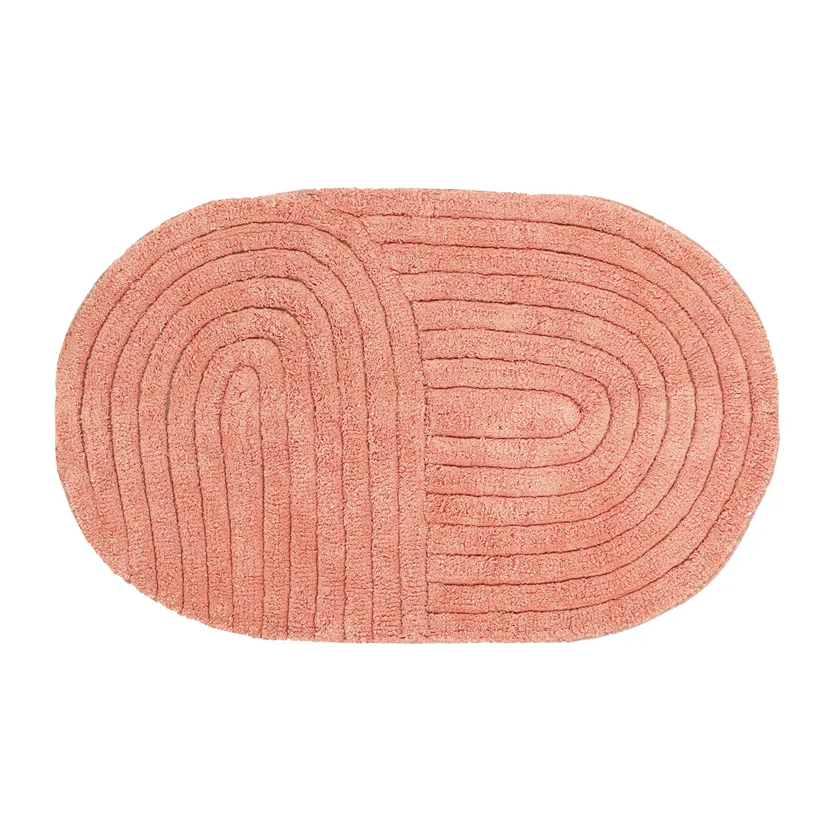 Tapis de bain ovale coton tufté (50 x 80 cm) Boho-chic Terracotta