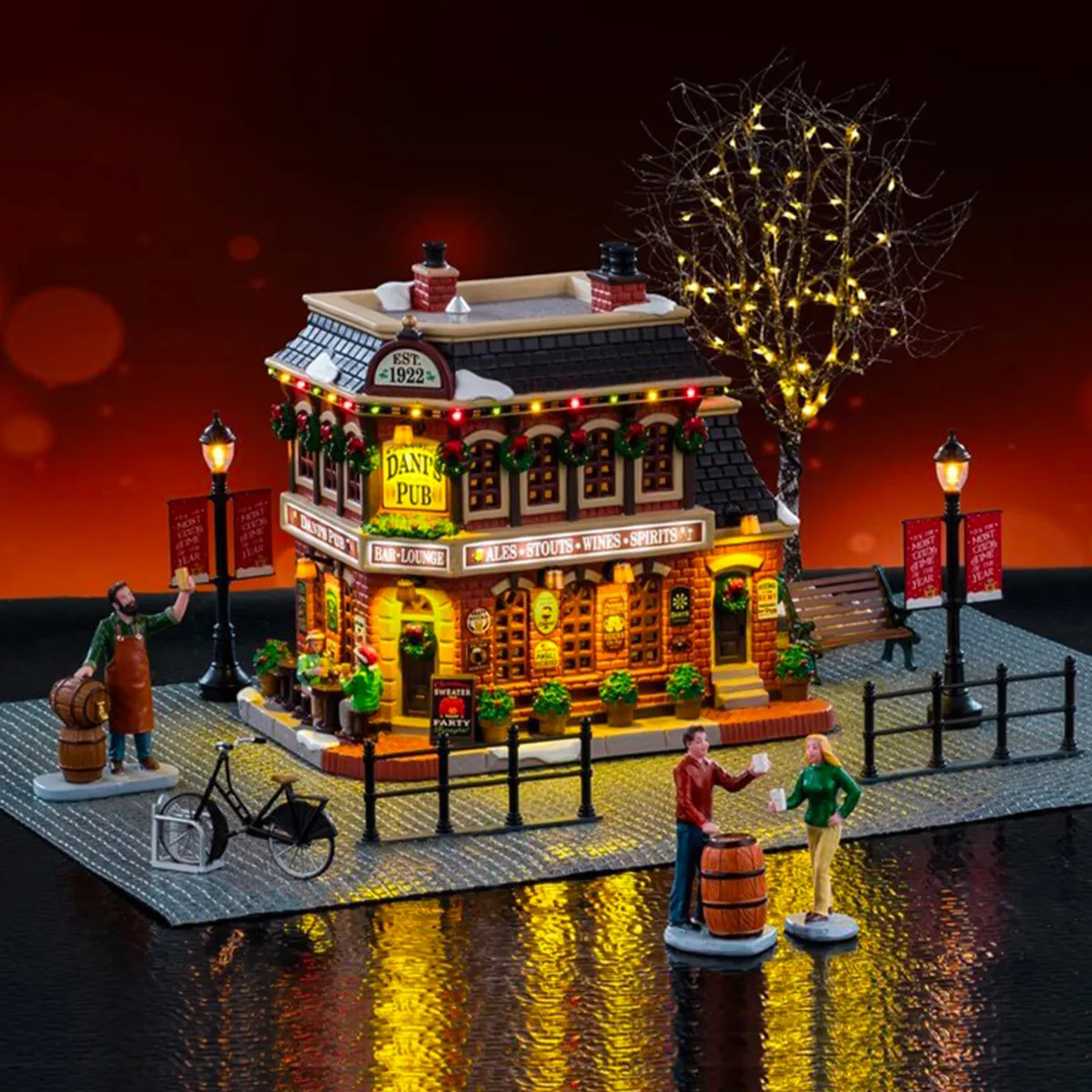 Villaggio di Natale Lemax luminoso Set completo Il pub di Dani