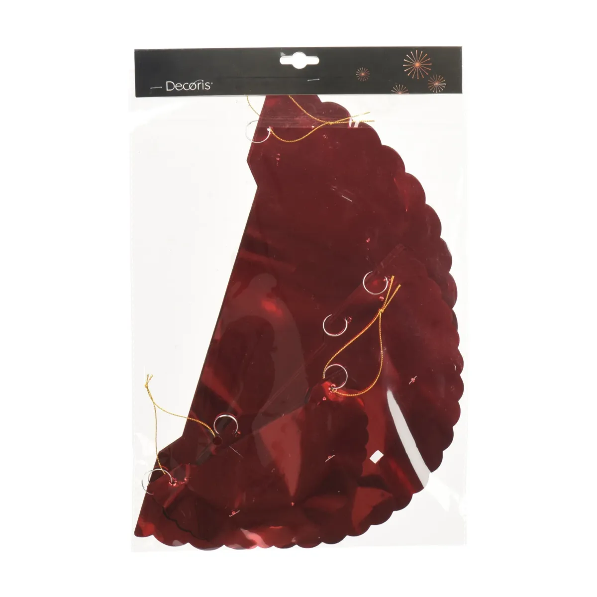 Set di 3 decorazioni da appendere (D40-30-20 cm) Ventagli Rosso effetto metalizzato