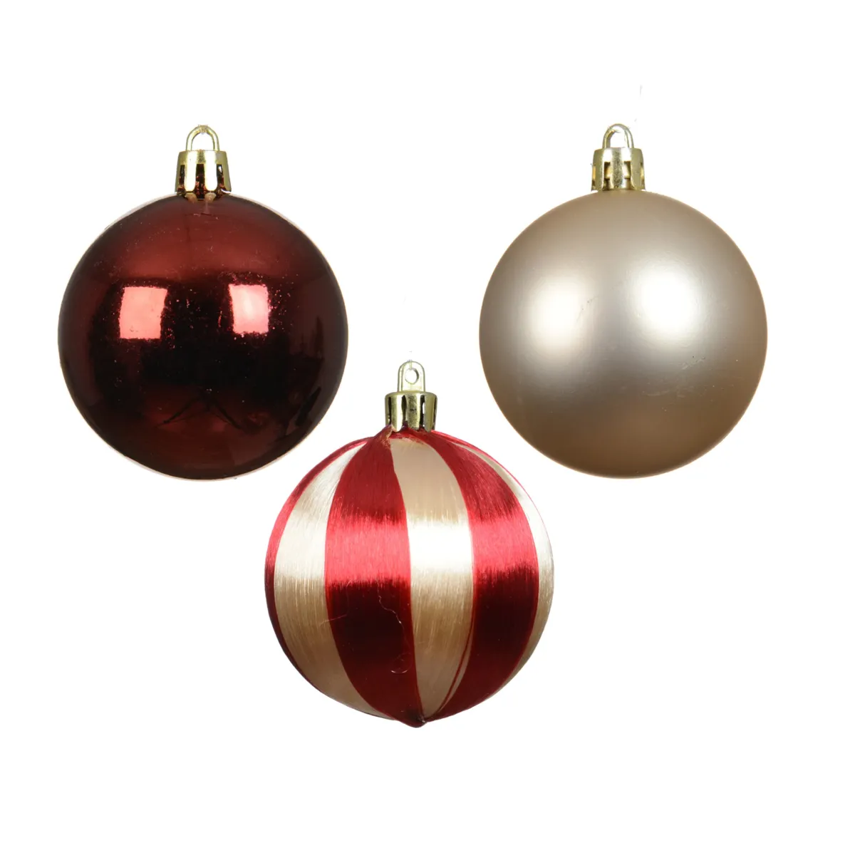 Set di 21 palline di natale (D60 mm) Vintage fun Rosso, bordeaux e perla