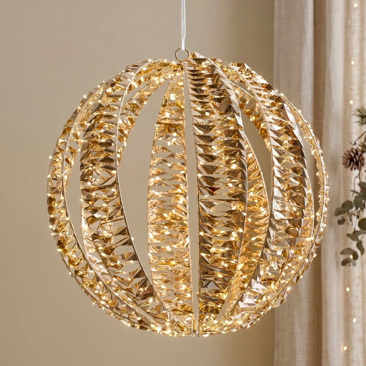 Sfera luminosa 720 LED (D50 cm) Effetto Flash Oro chiaro e bianco caldo
