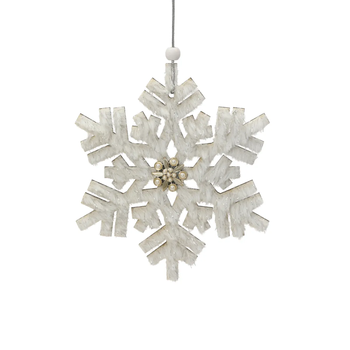 Sospensione addobbi natalizi (D15 cm) Fiocco glitterato Bianco grigiastro