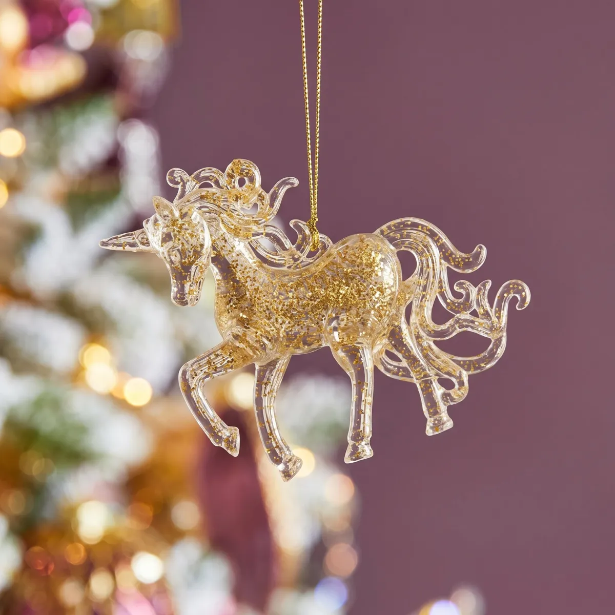 Addobbi natalizi (H8 cm) La mia unicorno glitterato Oro