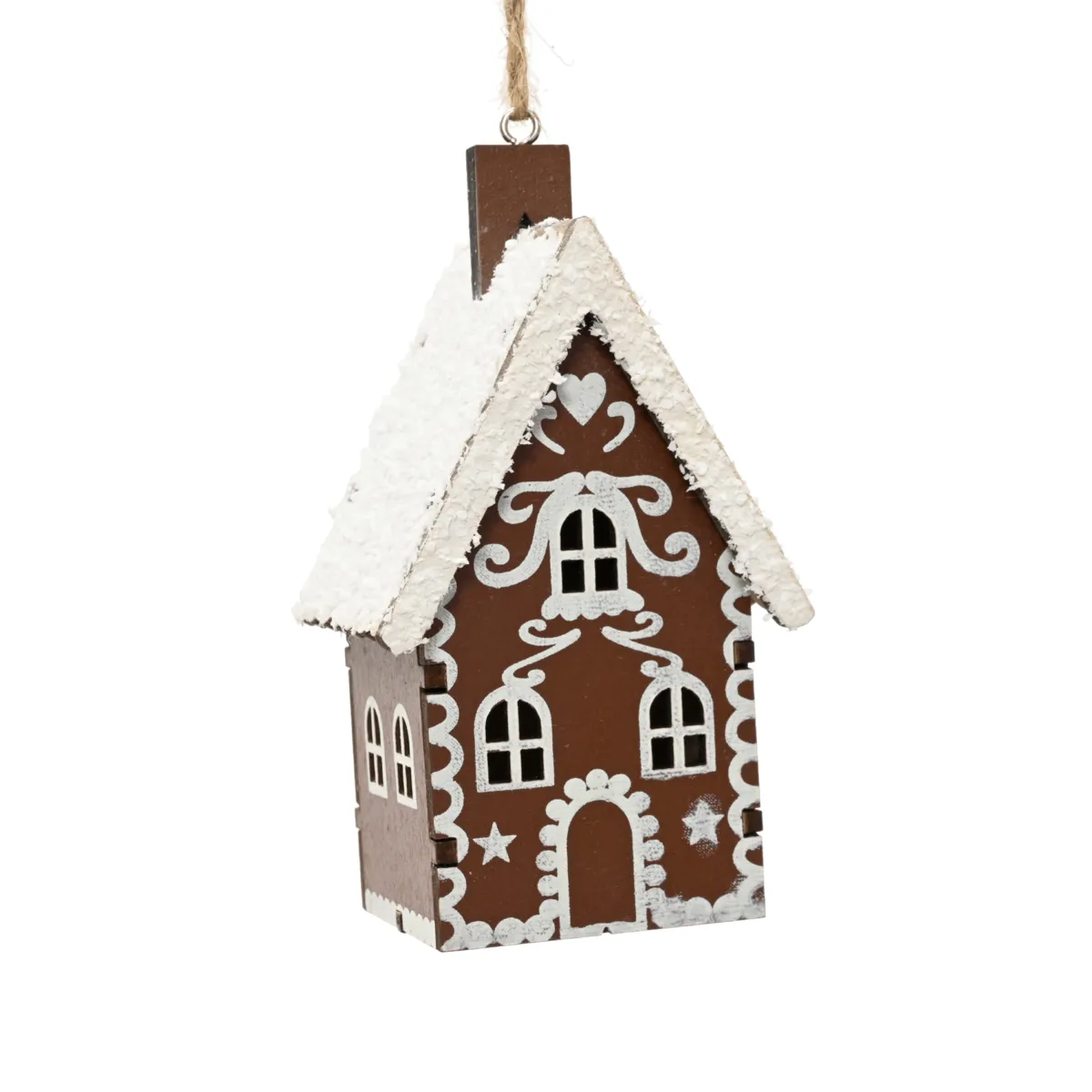 Sospensione natalizia in legno (H10 cm) Casa scandinava Marrone