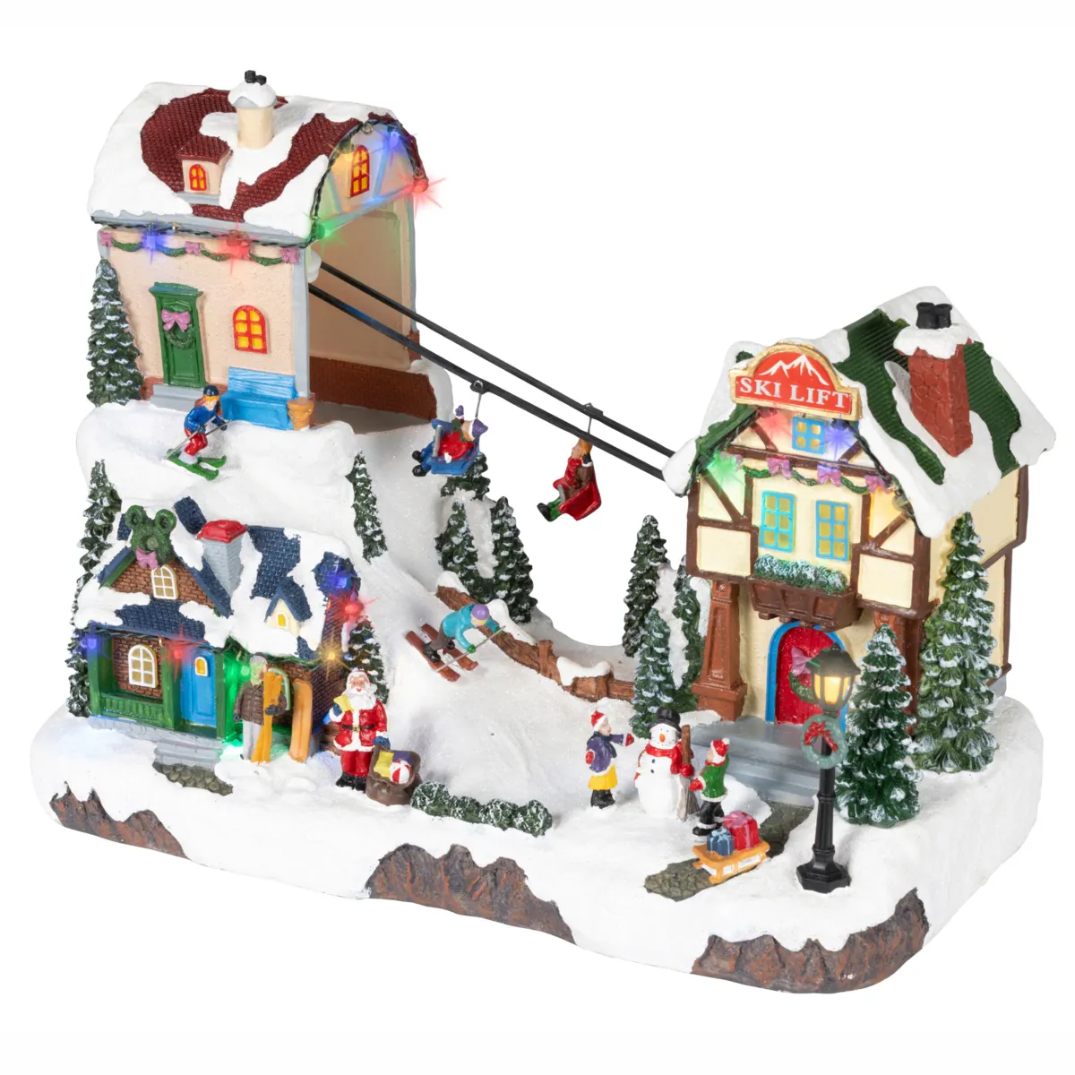Villaggio di Natale luminoso musicale e animato (H31 cm) Seggiovia Tout Schuss