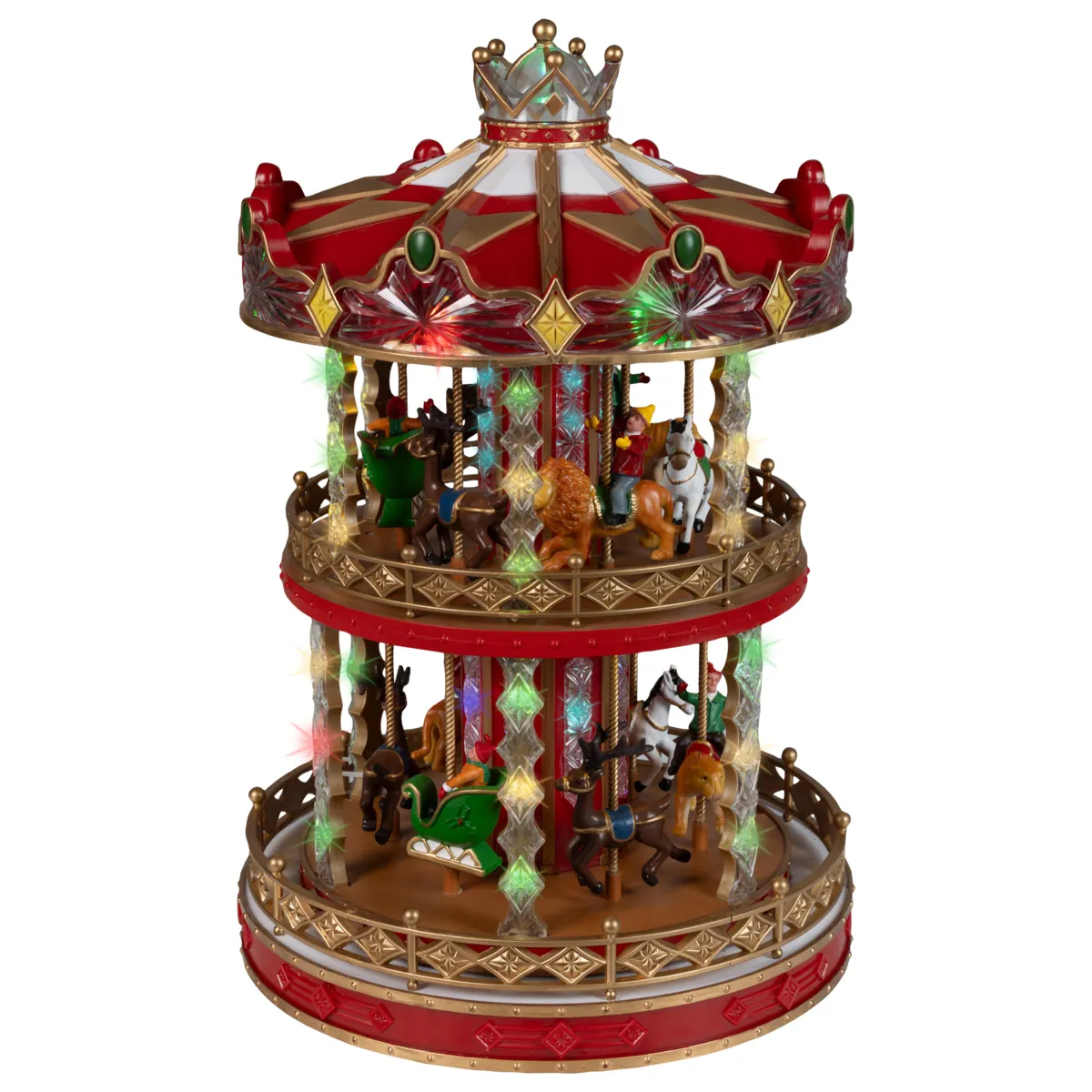 Villaggio di Natale luminoso musicale e animato (H52 cm) Grande Carosello di Natale