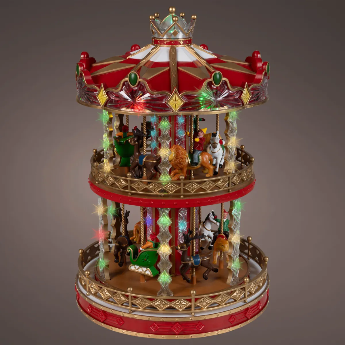 Villaggio di Natale luminoso musicale e animato (H52 cm) Grande Carosello di Natale