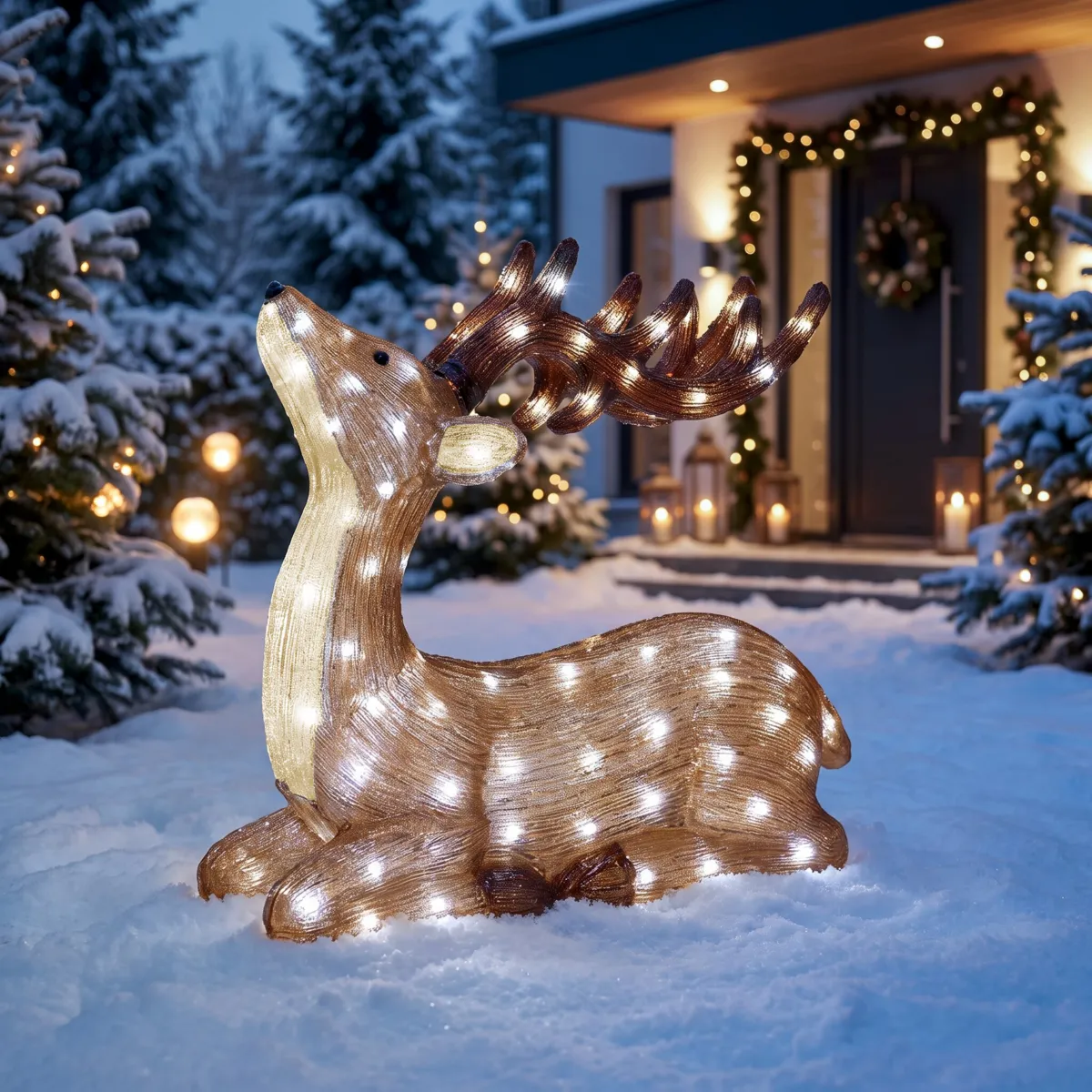 Renna luminosa 120 LED (H56 cm) Dasher allungato Bianco freddo