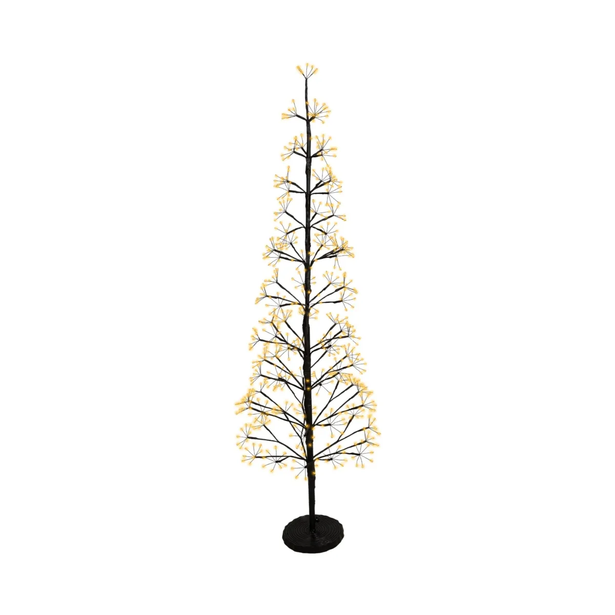 Albero luminoso 624 LED (H150 cm) Abete Polare Nero e bianco caldo dorato