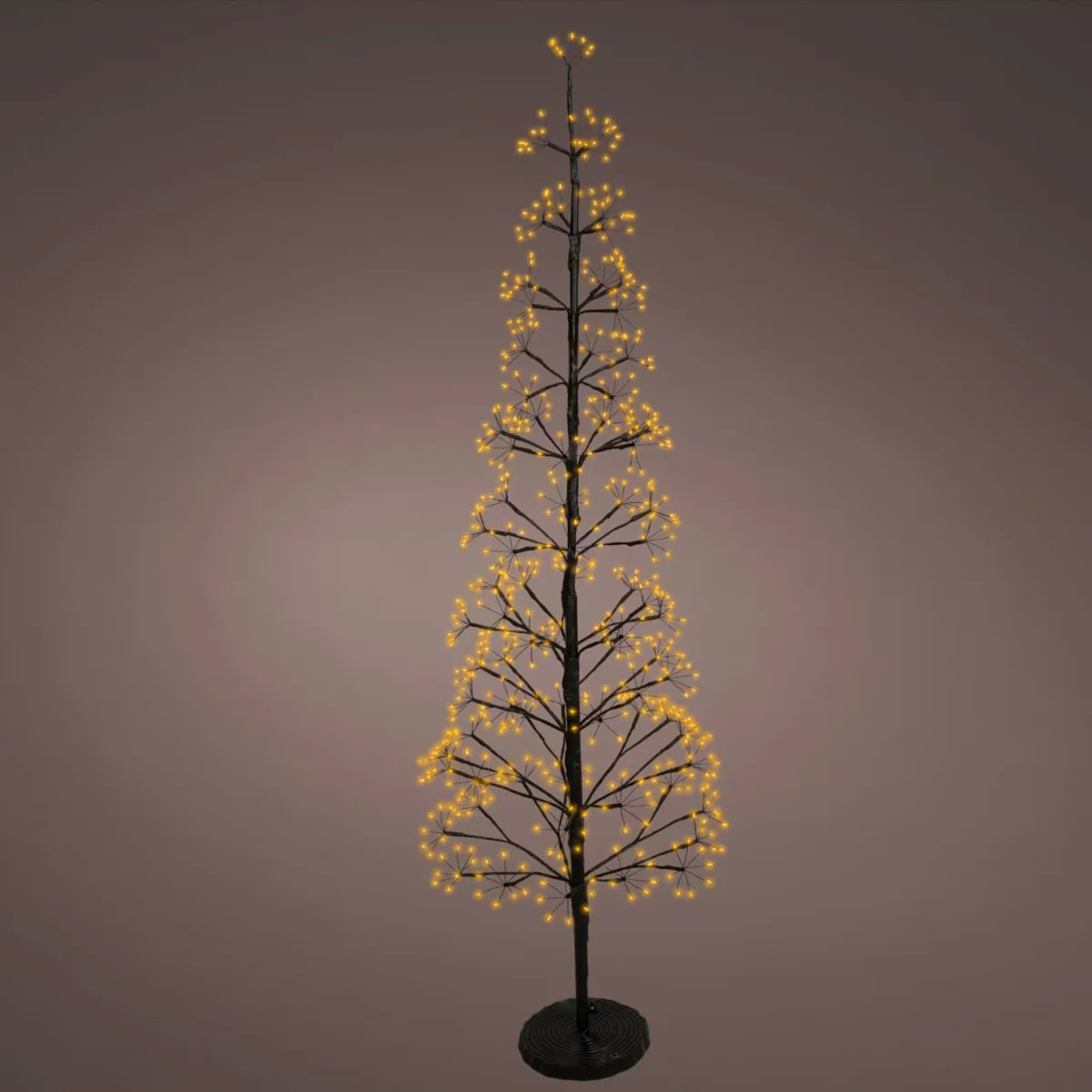 Albero luminoso 624 LED (H150 cm) Abete Polare Nero e bianco caldo