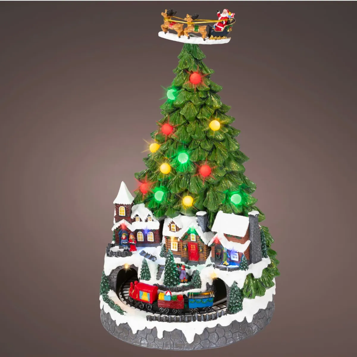 Villaggio di Natale luminoso musicale e animato (H41 cm) Magia del Grande Abete