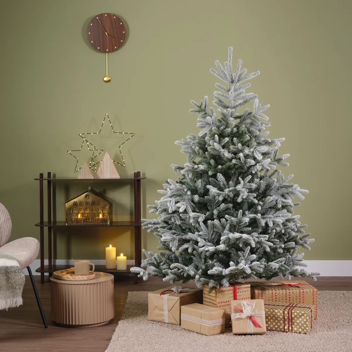 Albero di Natale Artificiale (H150 cm) Abies Nordmann Verde Innevato