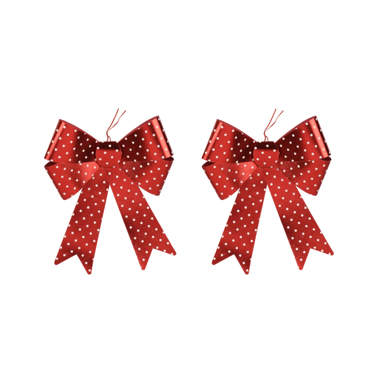 Set di 2 Fiocchi natalizi (H18 cm) Pois Rosso e bianco