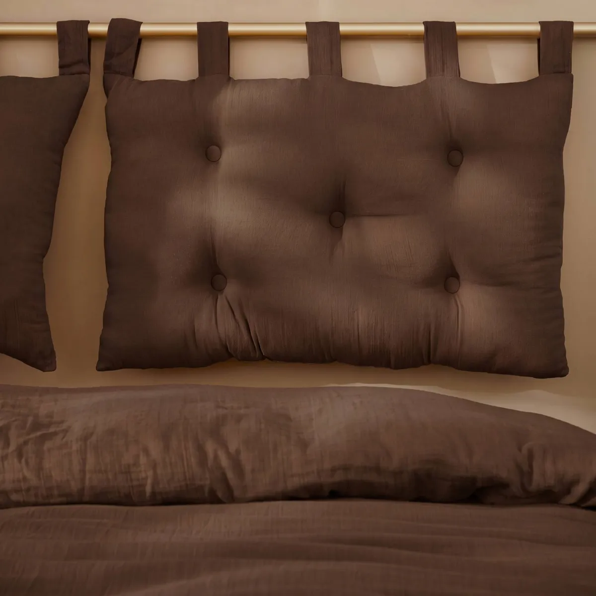 Tête de lit coussin gaze de coton (80 x 50 cm) Gaïa Brun