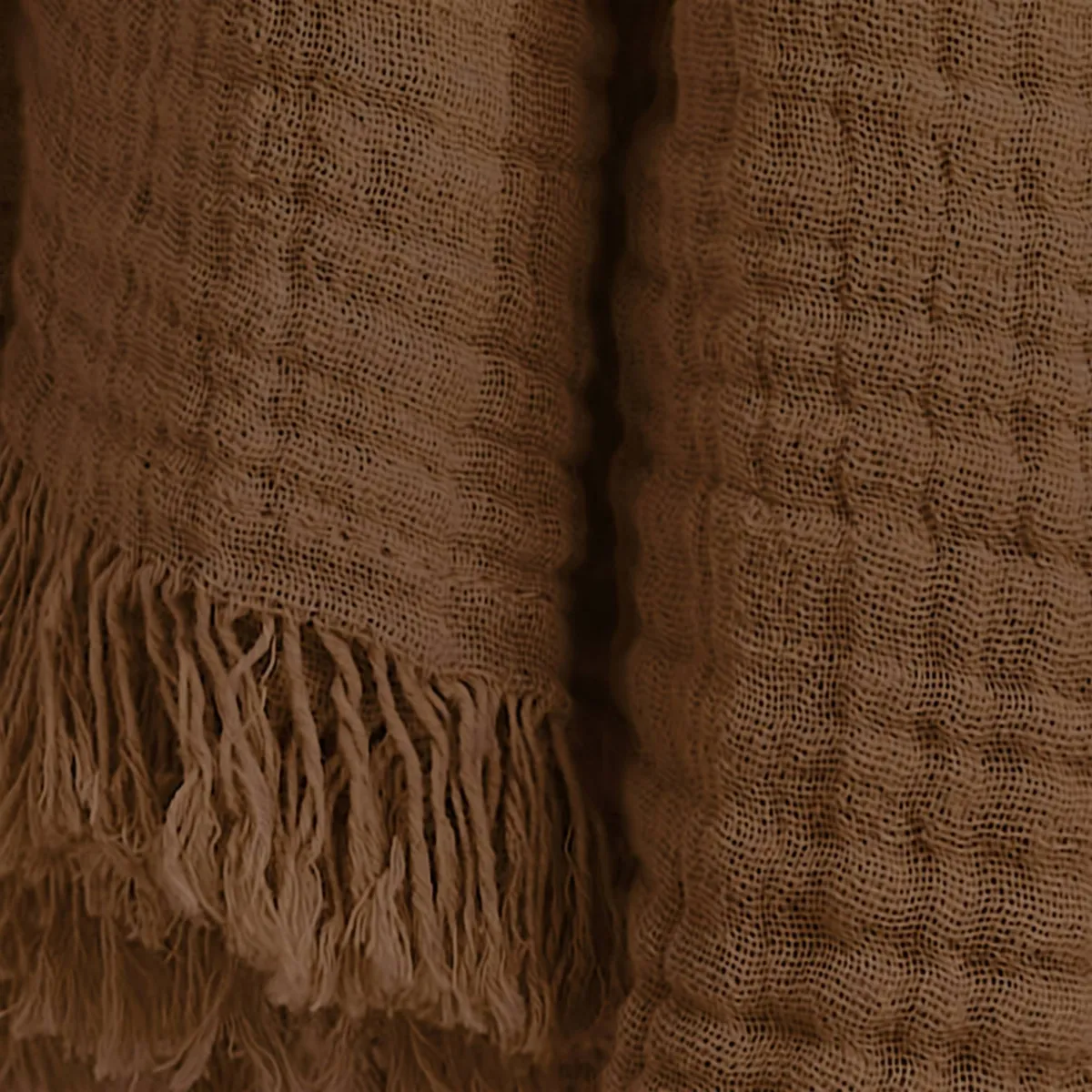 Plaid gaze de coton (180 x 220 cm) Gaïa Brun