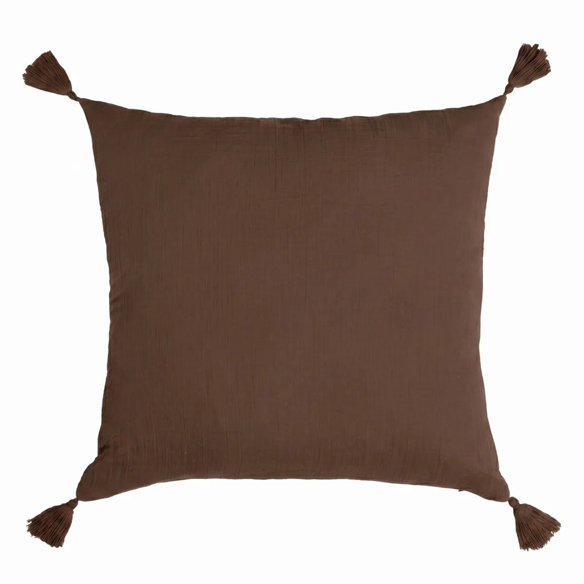 Coussin carré gaze de coton (60 x 60 cm) Gaïa Brun