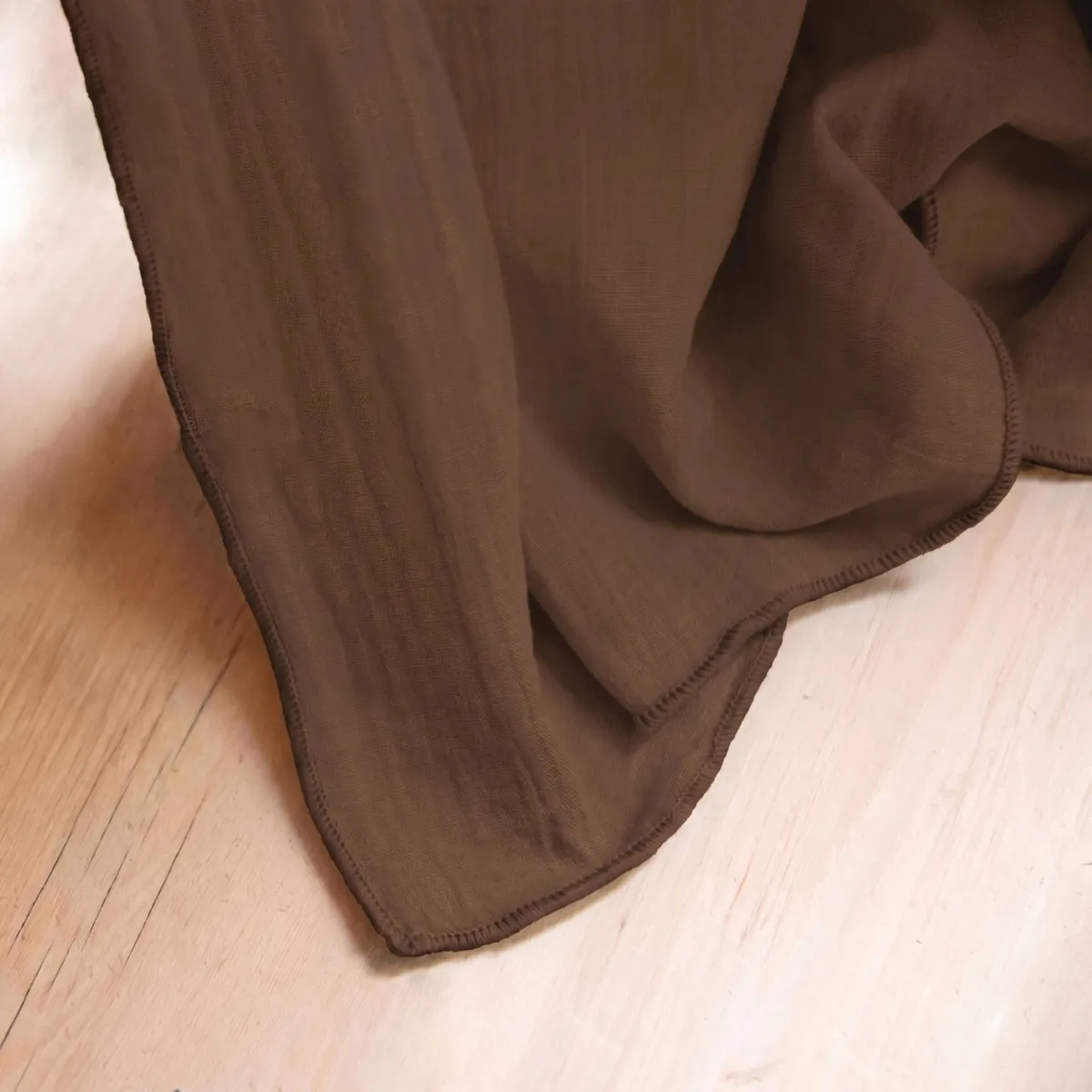 Nappe rectangulaire gaze de coton (150 x 350 cm) Gaïa Brun