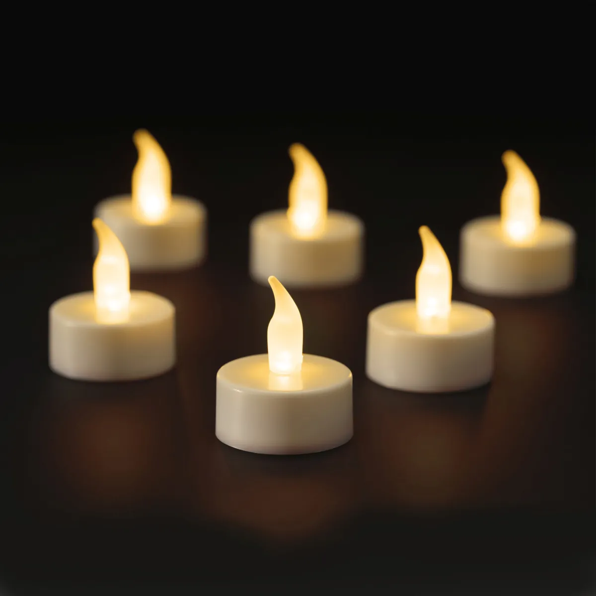 Set di 6 candele LED a pile (H4,6 cm) Tealight Effetto screpolato Fiamma Bianco caldo