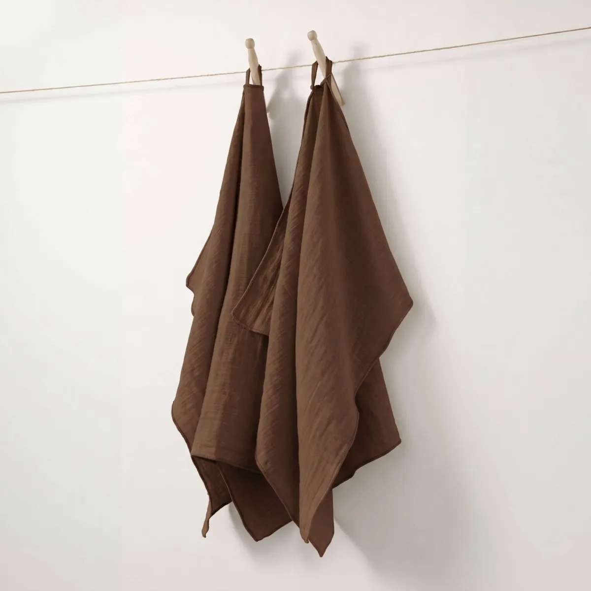 Set di 2 asciugamani in garza di cotone (50 x 70 cm) Gaïa Marrone