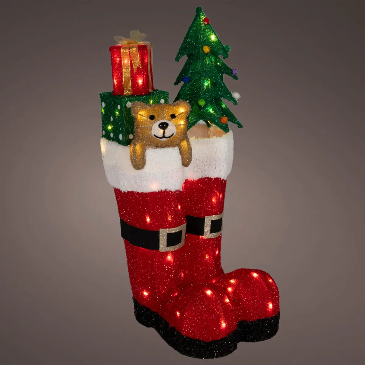 Stivali luminosi 60 LED (H67 cm) Babbo Natale Bianco caldo