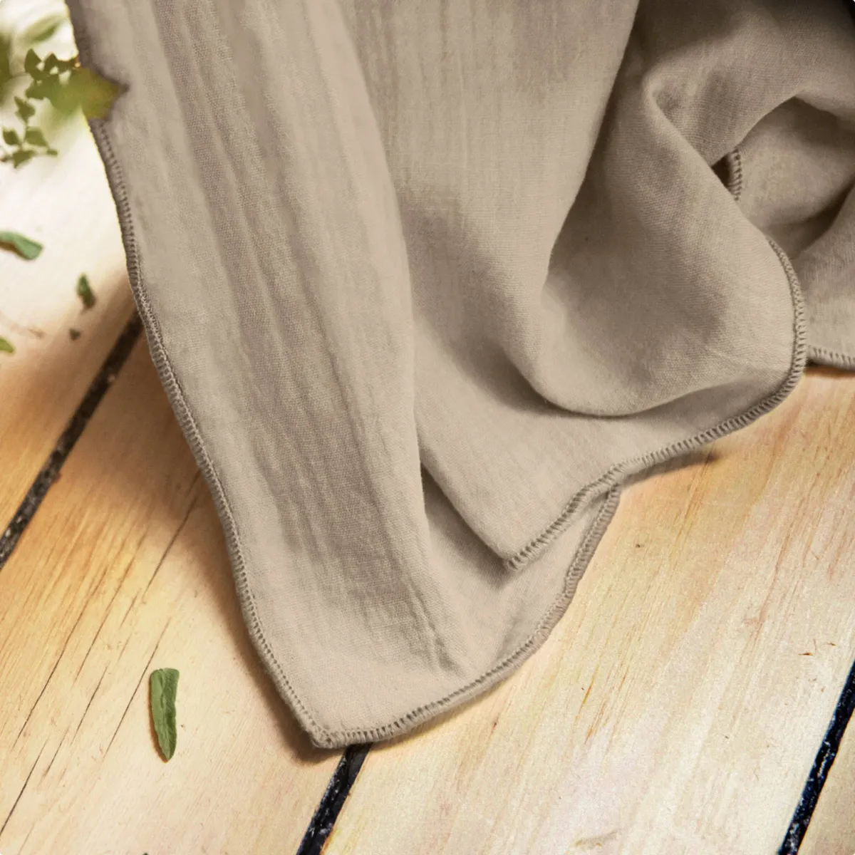 Nappe carrée gaze de coton (180 x 180 cm) Gaïa Ficelle