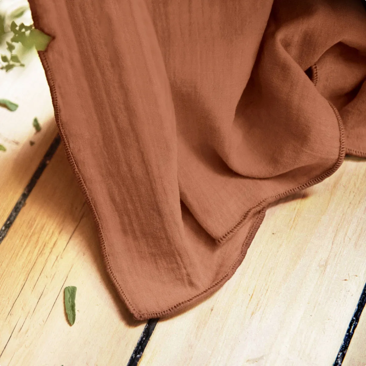 Nappe carrée gaze de coton (180 x 180 cm) Gaïa Terracotta