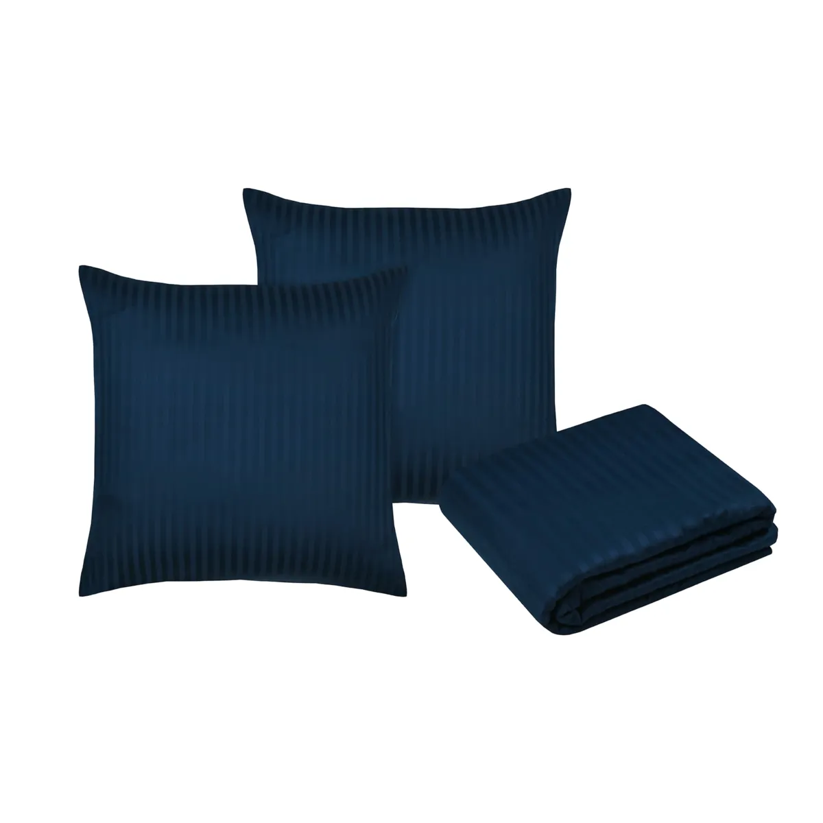 Copripiumino e due federe in satin di cotone (260 x 240 cm) Anselme Blu navy