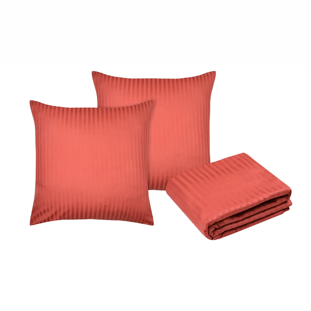 Copripiumino e due federe in satin di cotone (260 x 240 cm) Anselme Terracotta