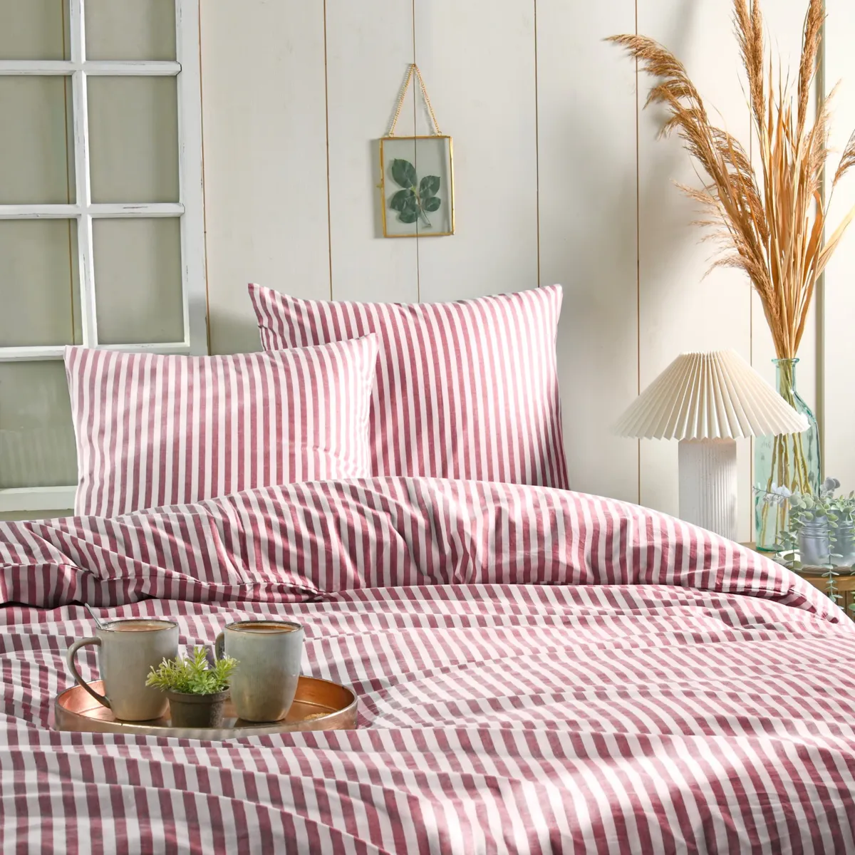 Copripiumino e due federe in cotone (240 x 220 cm) Linea Bordeaux