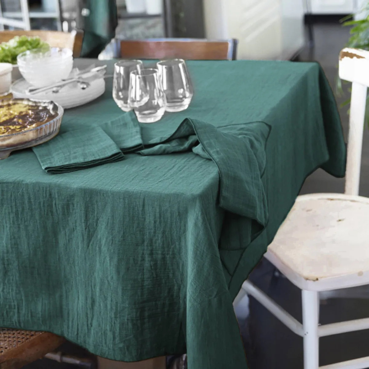 EM - Nappe rectangle 150 x 300 cm Gaze de coton unie GAìA Canard
