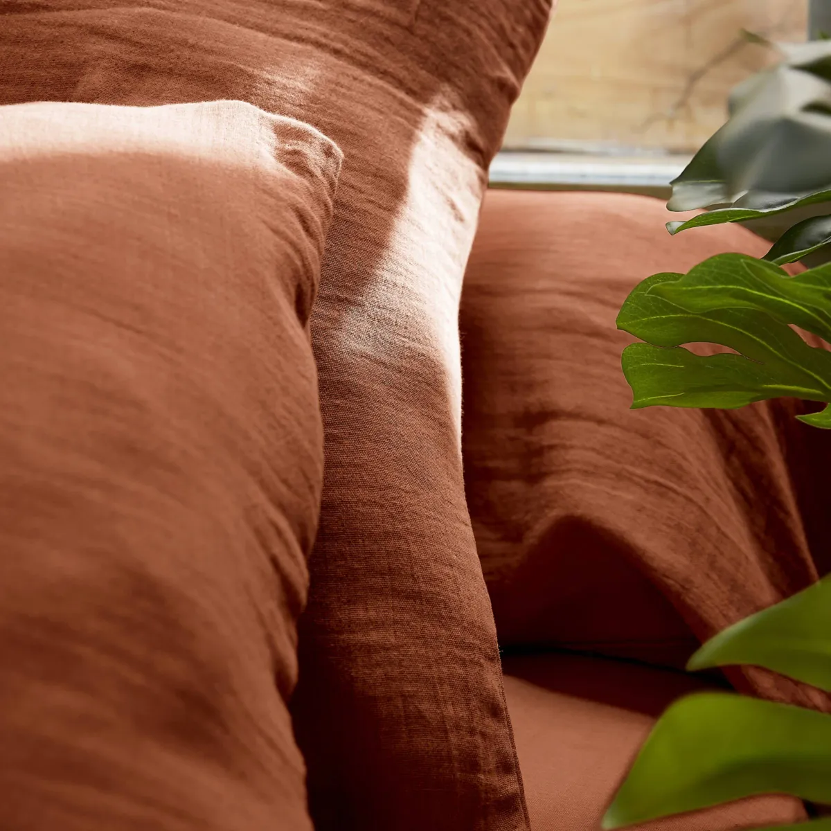 Drap housse gaze de coton (120 x 200 cm) Gaïa Terracotta