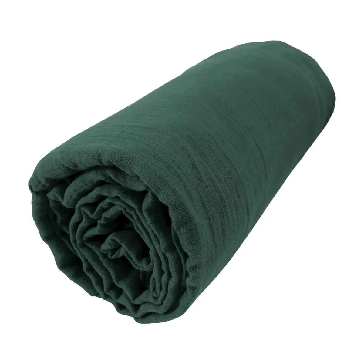 Drap housse gaze de coton (120 x 190 cm) Gaïa Vert sapin