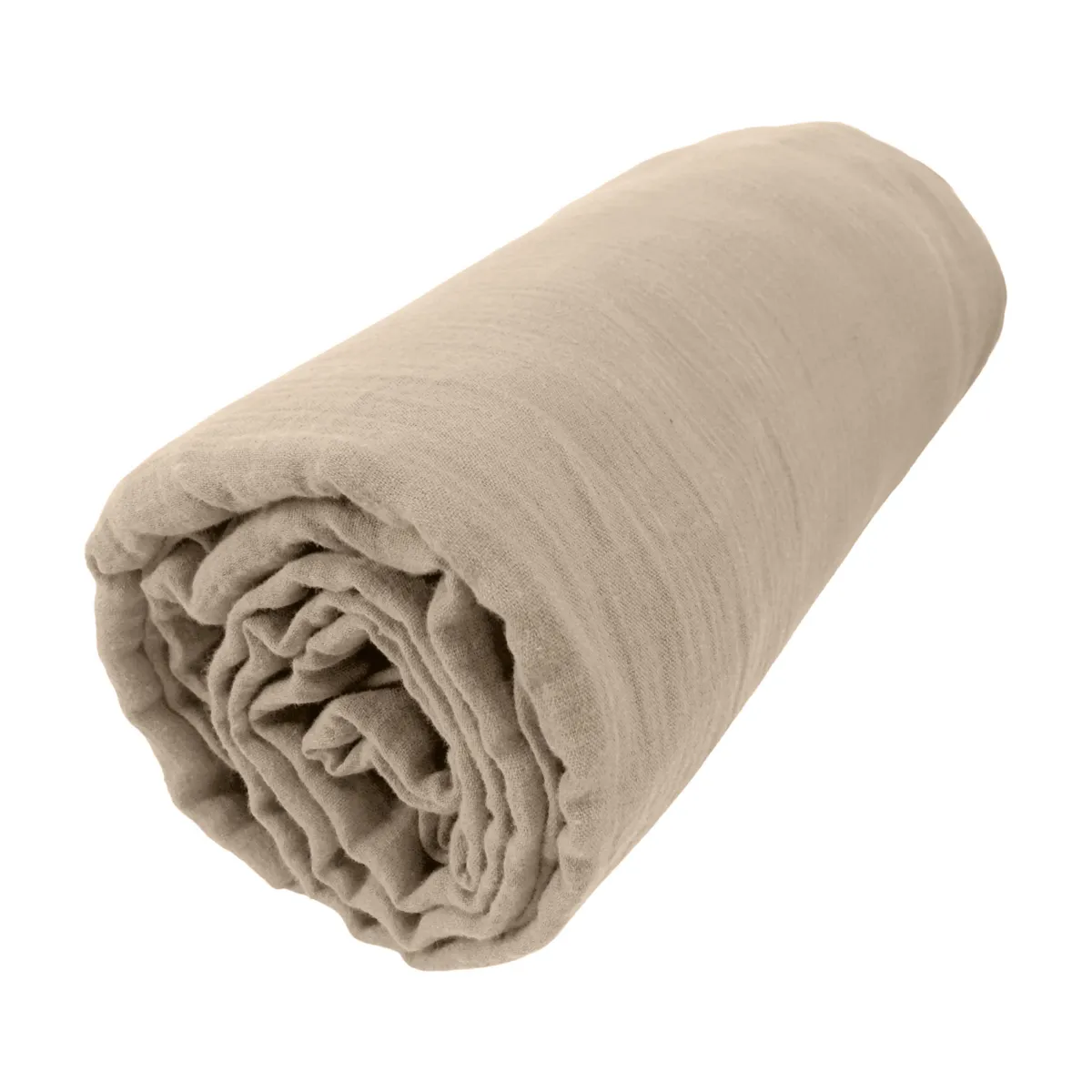 Drap housse gaze de coton (120 x 200 cm) Gaïa Ficelle